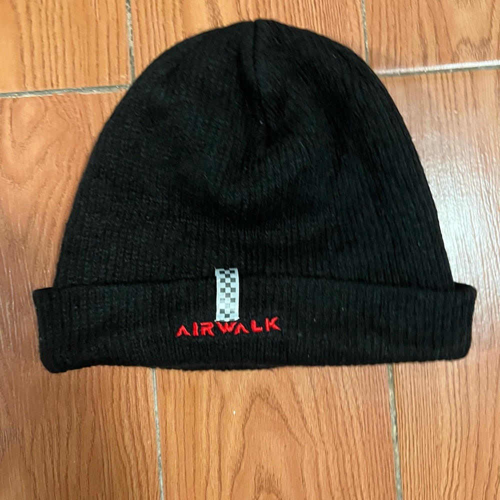 Airwalk Black Beanie with Red Embroidered Logo